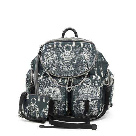 Chanel Black And Gray Printed Sequin Nylon Astronaut 